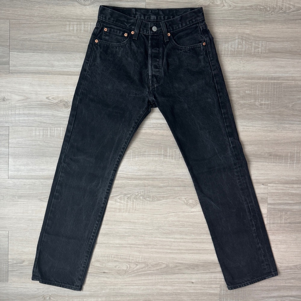 Levi's 501 Black Jeans W29 L30 Button Fly Straight Leg Vintage‎ Wash